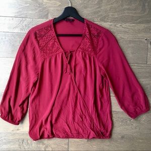 Express lace detail 3/4 sleeve blouse